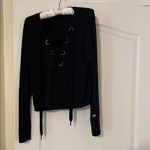 ALO Yoga Women's Black Lace-Up Sweatshirt